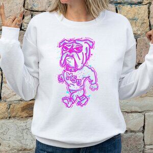 MSU Bulldog Mississippi State mascot Gildan crewneck sweatshirt white